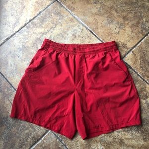 Mens Lululemon Linerless Short Red Sz L